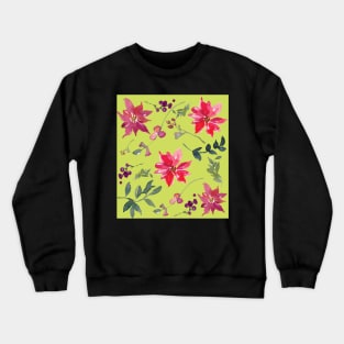 Purple, Red and Green Watercolour Flower Leaves Crewneck Sweatshirt